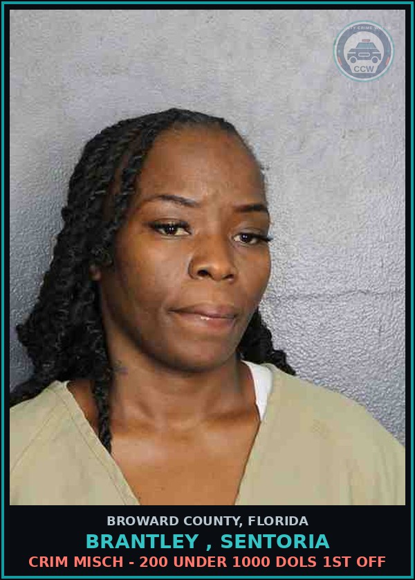 Booking mugshot of BRANTLEY , SENTORIA in Broward County