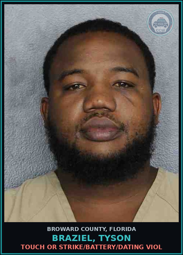 Booking mugshot of BRAZIEL, TYSON in Broward County