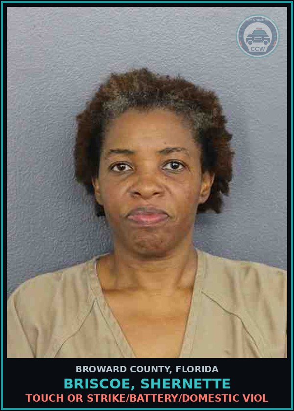 Booking mugshot of BRISCOE, SHERNETTE in Broward County