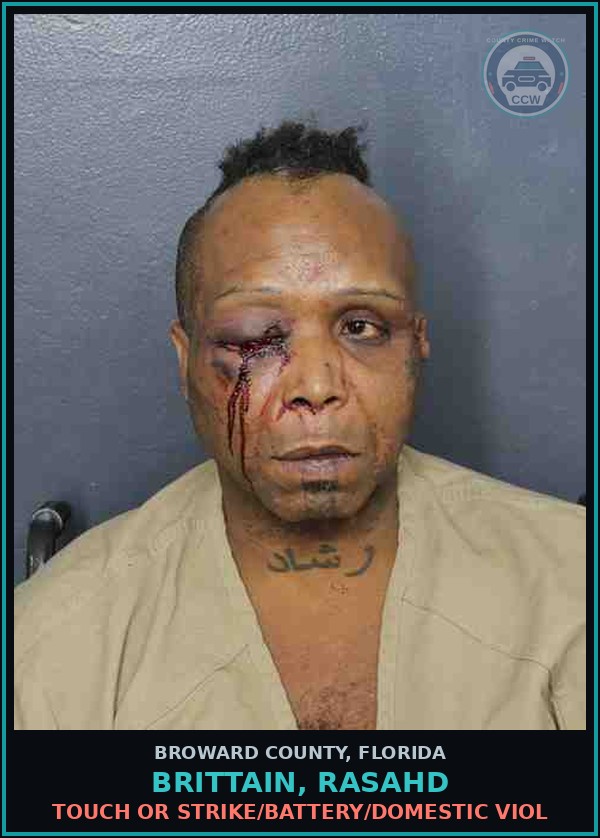 Booking mugshot of BRITTAIN, RASAHD in Broward County