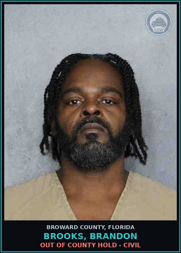 Booking mugshot of BROOKS, BRANDON in Broward County