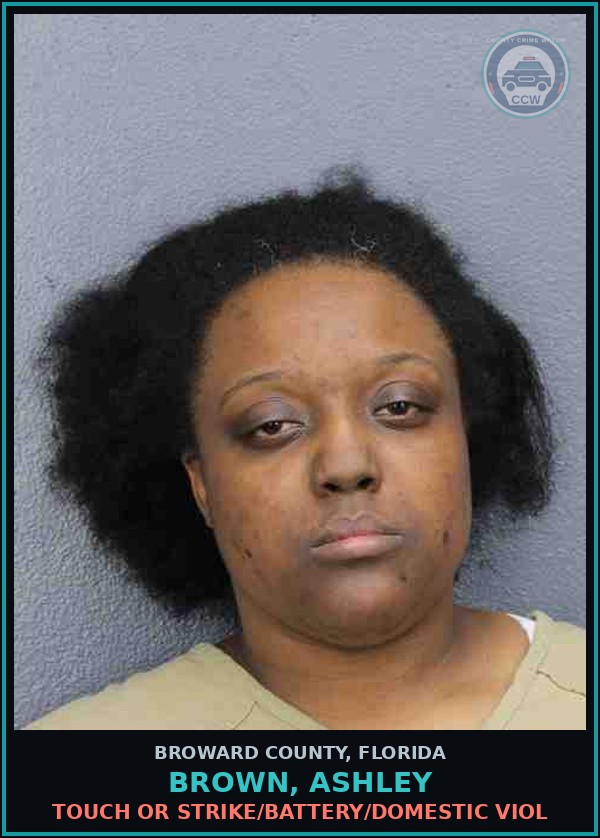 Booking mugshot of BROWN, ASHLEY in Broward County