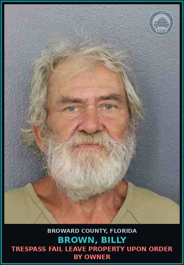 Booking mugshot of BROWN, BILLY in Broward County
