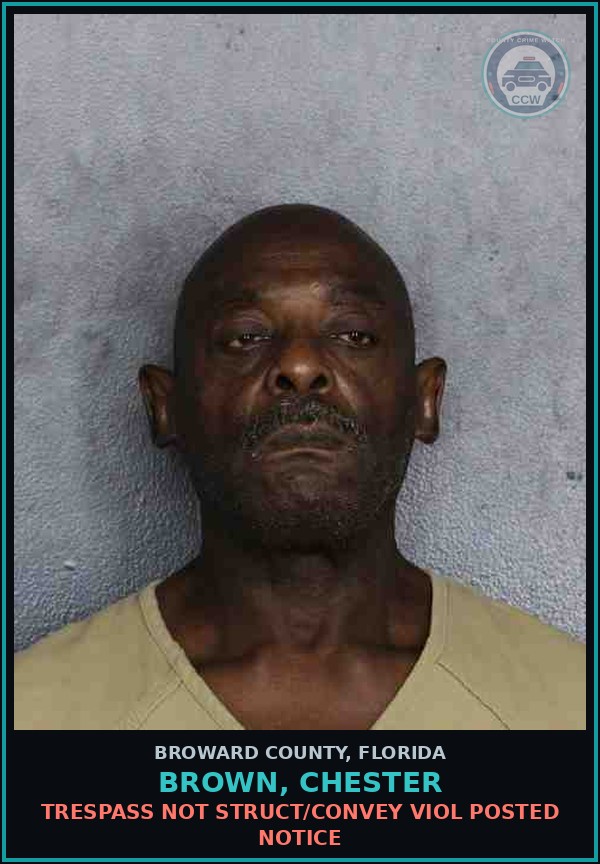Booking mugshot of BROWN, CHESTER in Broward County