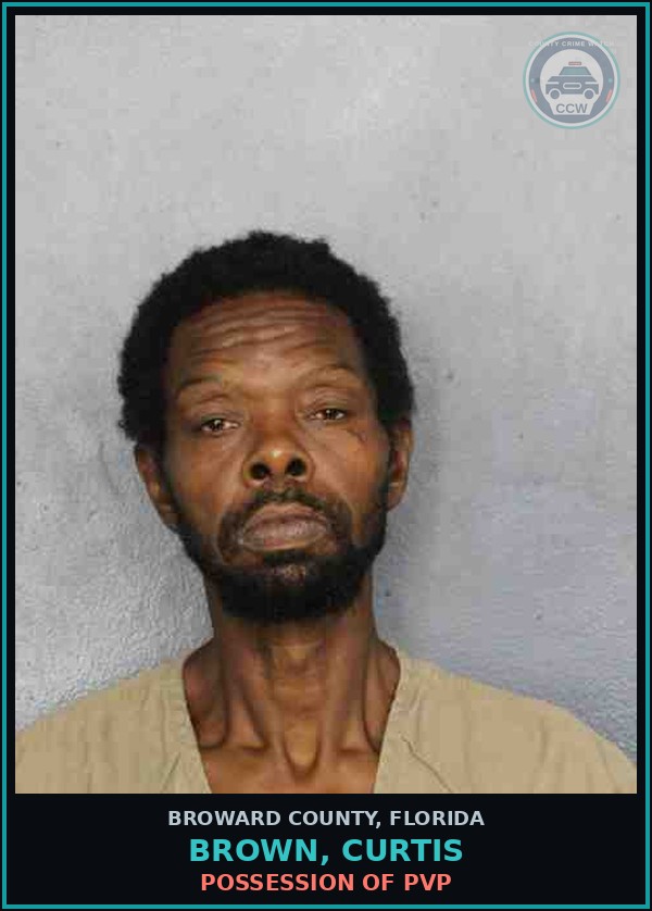 Booking mugshot of BROWN, CURTIS in Broward County