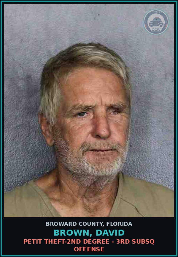Booking mugshot of BROWN, DAVID in Broward County