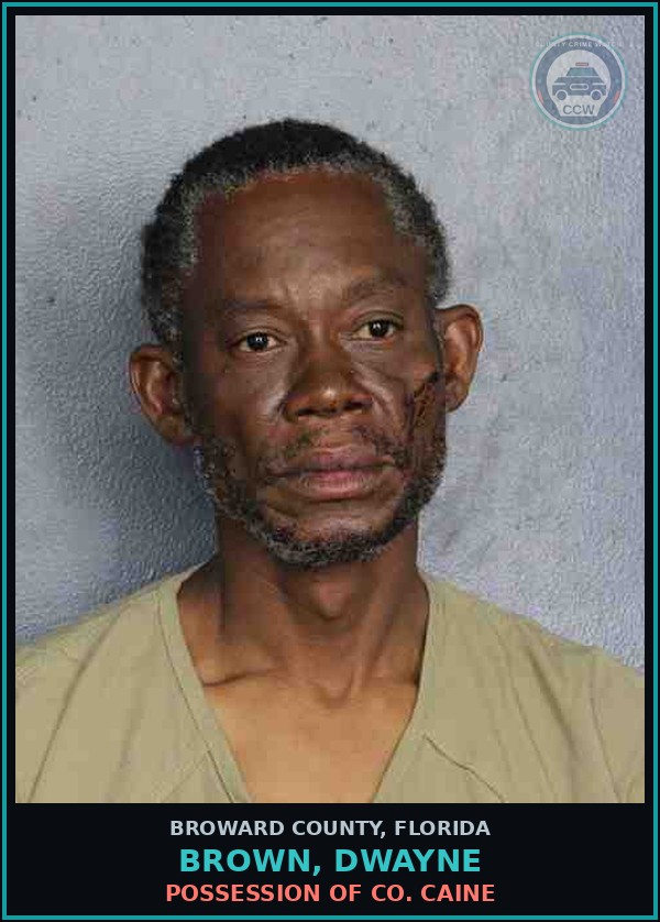 Booking mugshot of BROWN, DWAYNE in Broward County