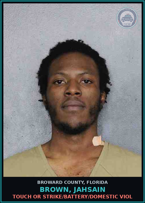Booking mugshot of BROWN, JAHSAIN in Broward County