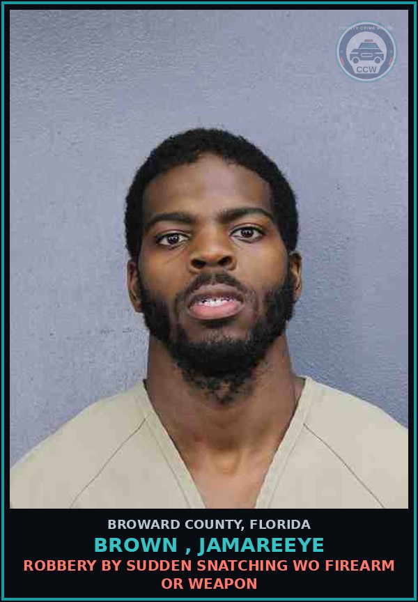 Booking mugshot of BROWN , JAMAREEYE in Broward County