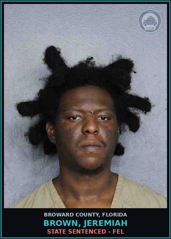 Booking mugshot of BROWN, JEREMIAH in Broward County