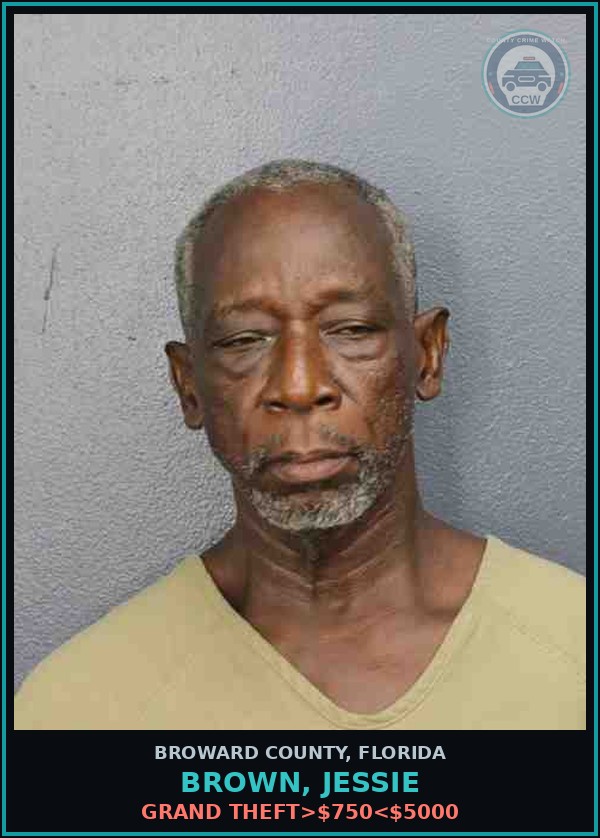 Booking mugshot of BROWN, JESSIE in Broward County
