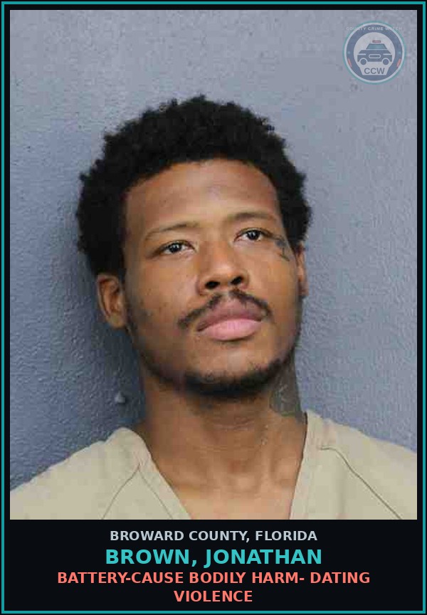 Booking mugshot of BROWN, JONATHAN in Broward County