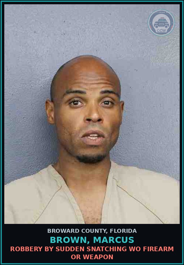Booking mugshot of BROWN, MARCUS in Broward County
