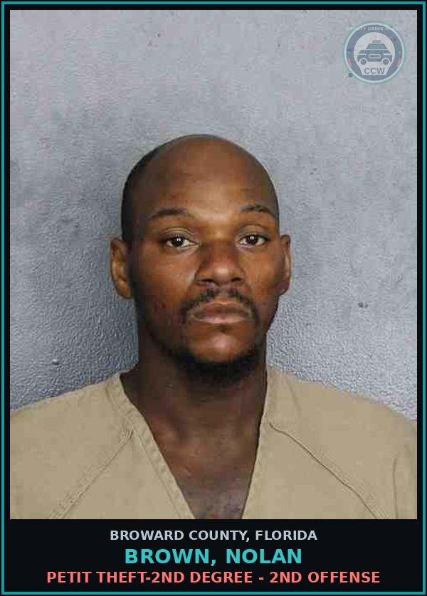 Booking mugshot of BROWN, NOLAN in Broward County