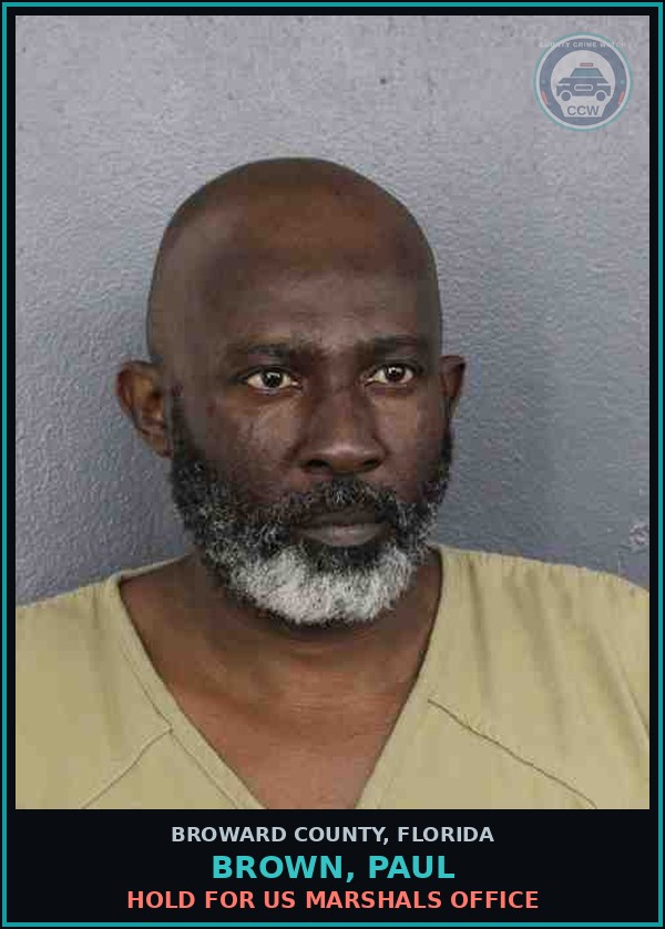 Booking mugshot of BROWN, PAUL in Broward County