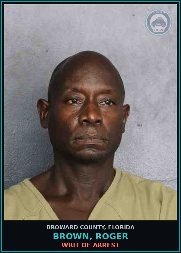 Booking mugshot of BROWN, ROGER in Broward County