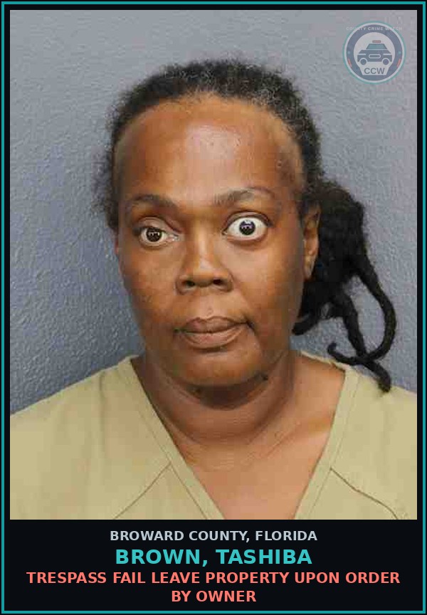 Booking mugshot of BROWN, TASHIBA in Broward County