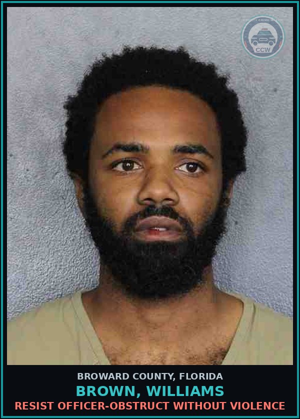 Booking mugshot of BROWN, WILLIAMS in Broward County