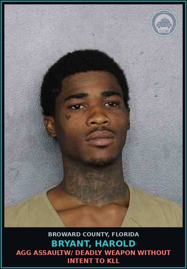 Booking mugshot of BRYANT, HAROLD in Broward County