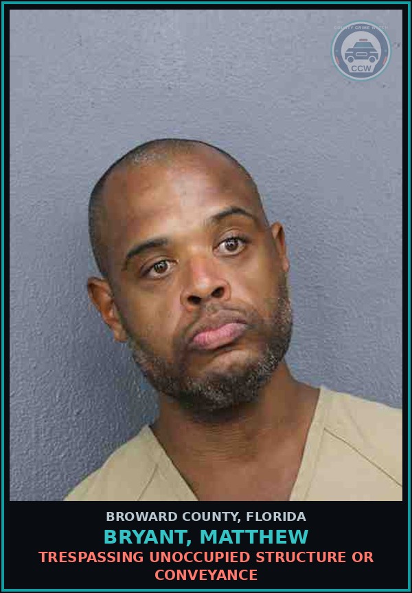 Booking mugshot of BRYANT, MATTHEW in Broward County
