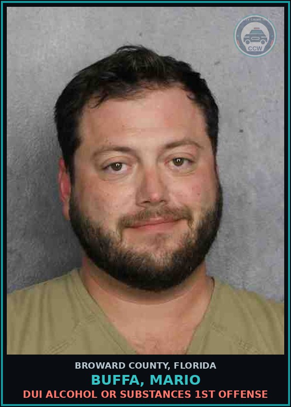 Booking mugshot of BUFFA, MARIO in Broward County