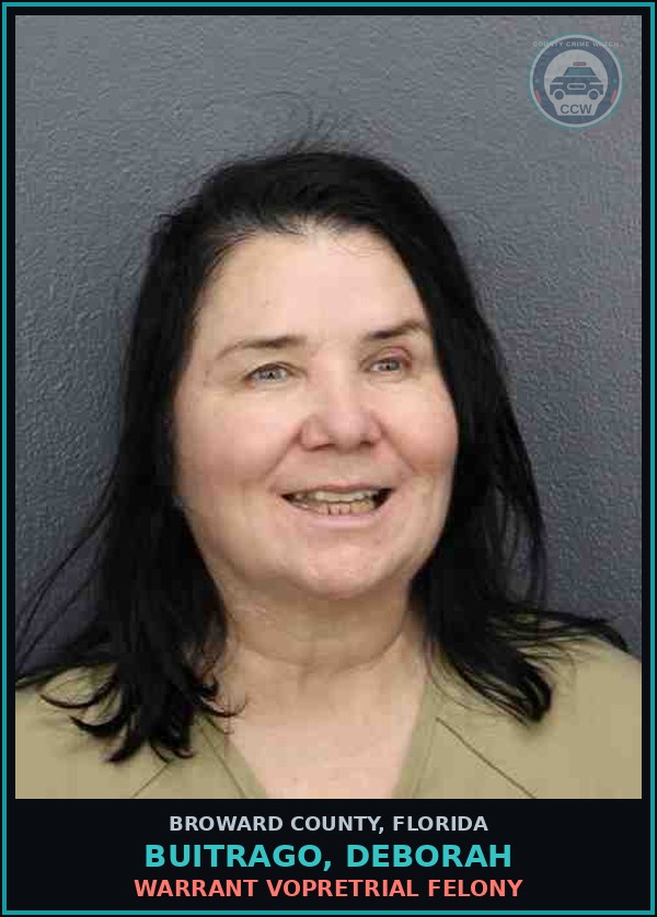Booking mugshot of BUITRAGO, DEBORAH in Broward County