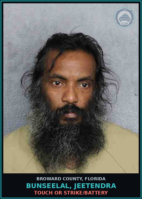 Booking mugshot of BUNSEELAL, JEETENDRA in Broward County