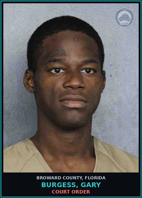 Booking mugshot of BURGESS, GARY in Broward County