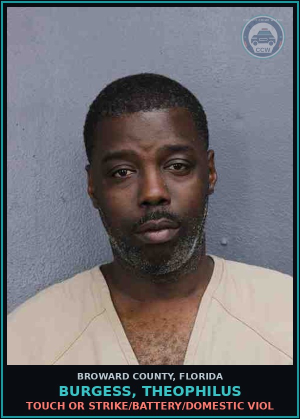Booking mugshot of BURGESS, THEOPHILUS in Broward County