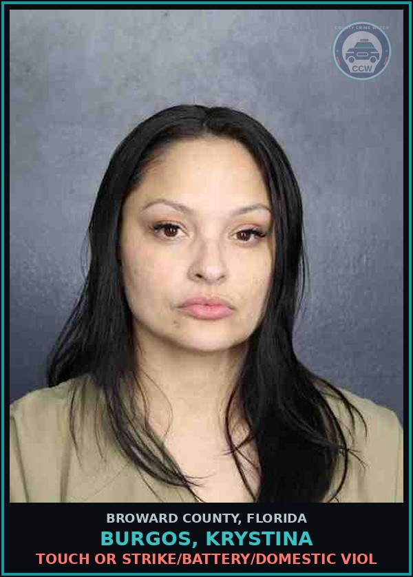 Booking mugshot of BURGOS, KRYSTINA in Broward County