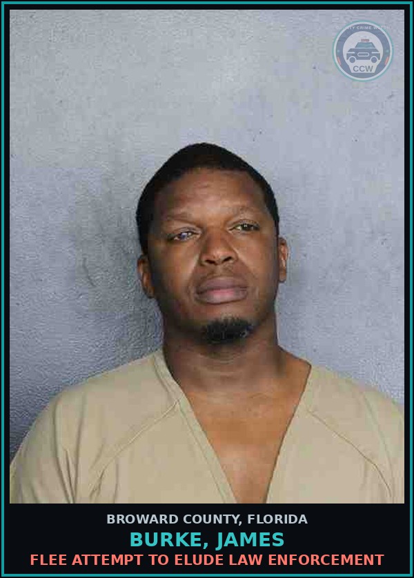 Booking mugshot of BURKE, JAMES in Broward County