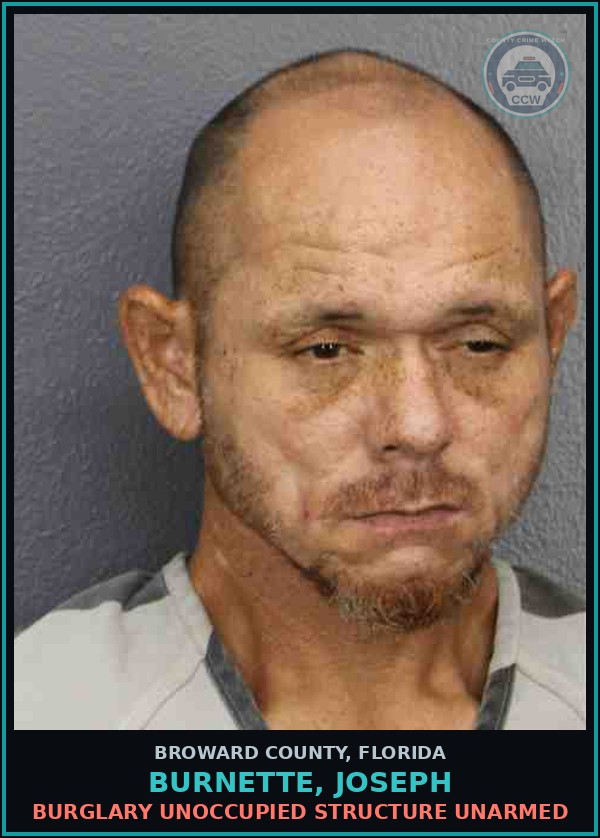Booking mugshot of BURNETTE, JOSEPH in Broward County