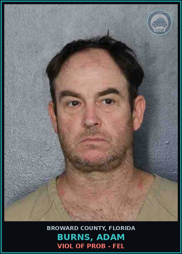 Booking mugshot of BURNS, ADAM in Broward County