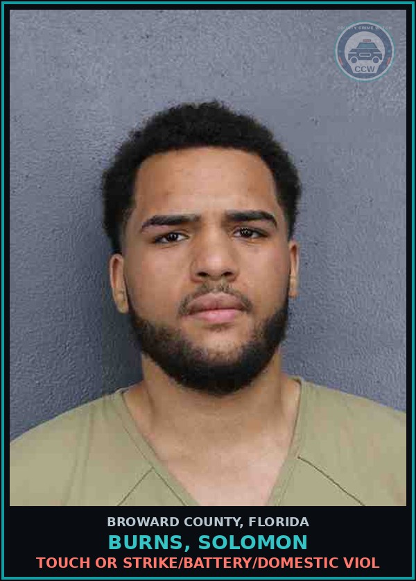 Booking mugshot of BURNS, SOLOMON in Broward County