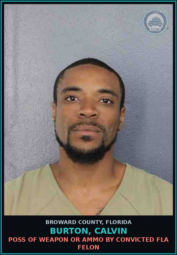 Booking mugshot of BURTON, CALVIN in Broward County