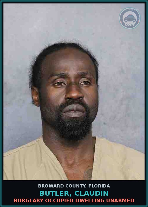 Booking mugshot of BUTLER, CLAUDIN in Broward County