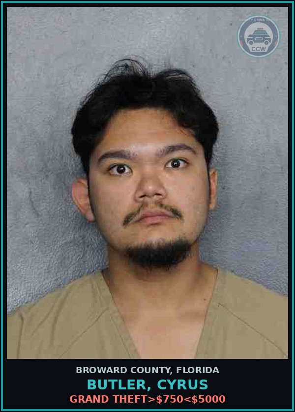 Booking mugshot of BUTLER, CYRUS in Broward County