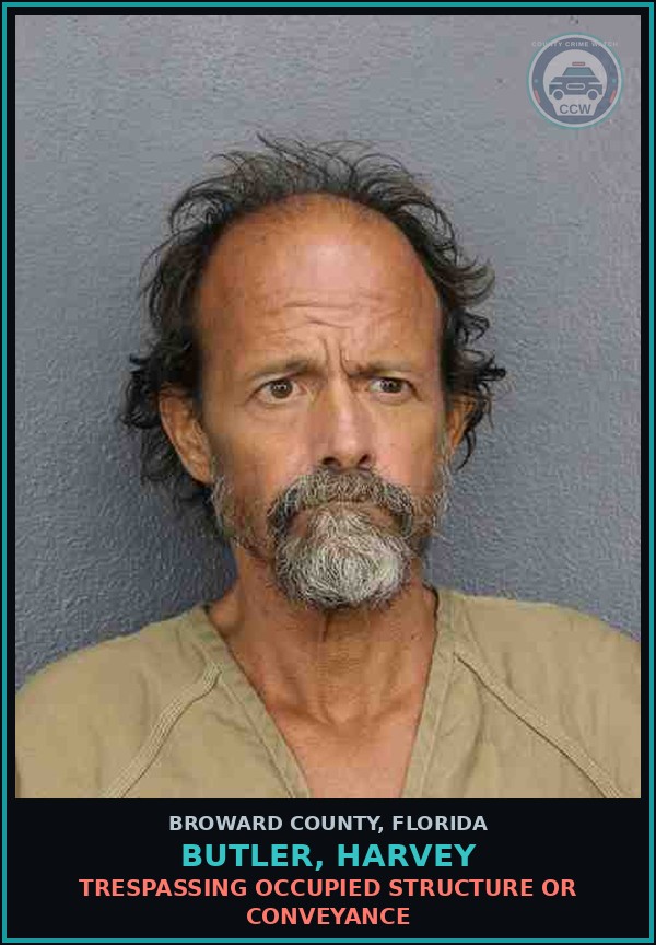 Booking mugshot of BUTLER, HARVEY in Broward County