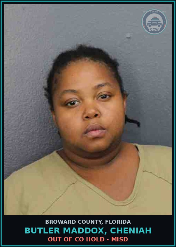 Booking mugshot of BUTLER MADDOX, CHENIAH in Broward County