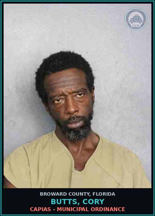 Booking mugshot of BUTTS, CORY in Broward County