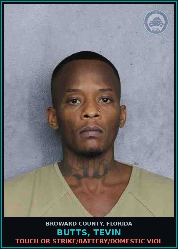 Booking mugshot of BUTTS, TEVIN in Broward County