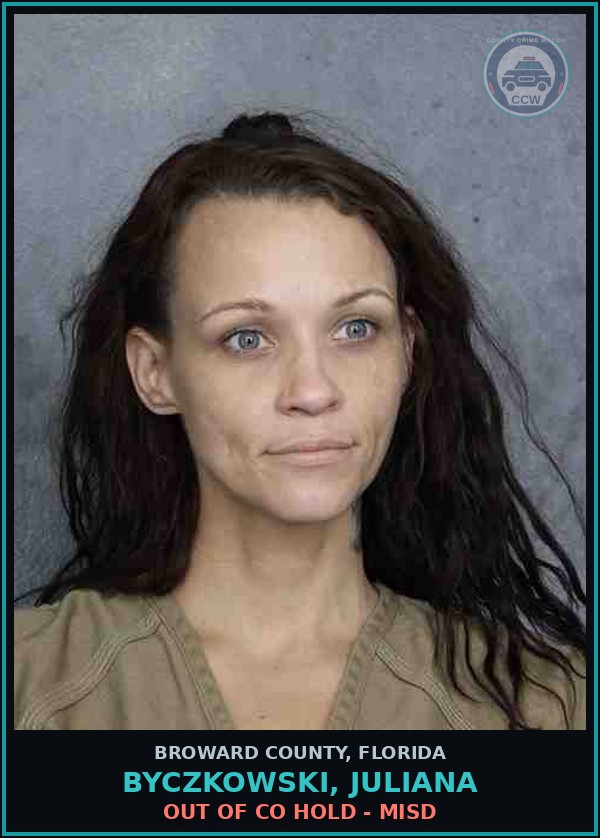 Booking mugshot of BYCZKOWSKI, JULIANA in Broward County