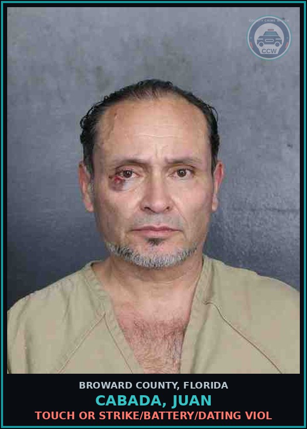 Booking mugshot of CABADA, JUAN in Broward County