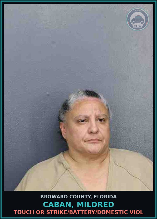 Booking mugshot of CABAN, MILDRED in Broward County