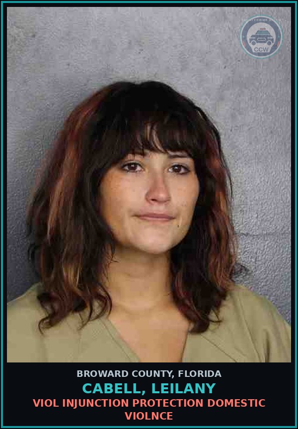 Booking mugshot of CABELL, LEILANY in Broward County