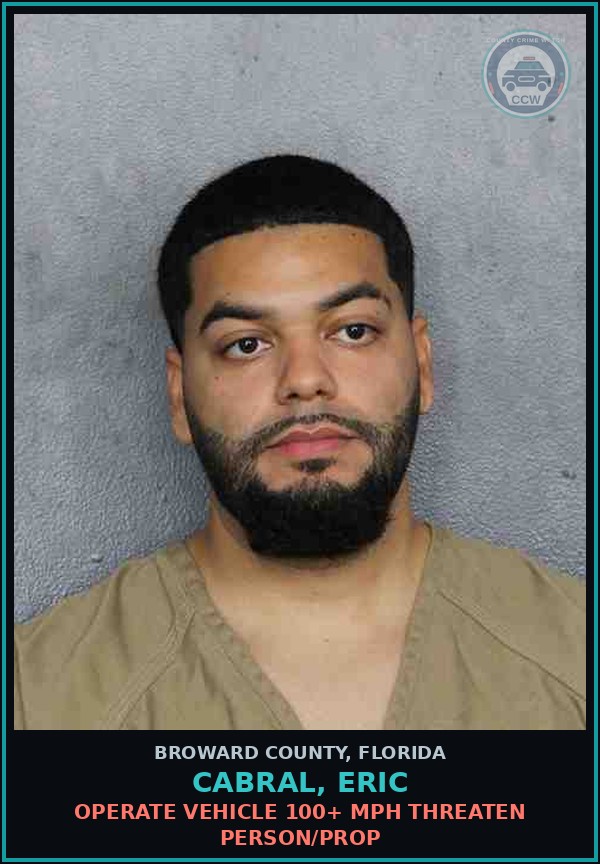 Booking mugshot of CABRAL, ERIC in Broward County