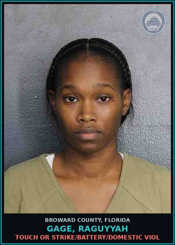 Booking mugshot of GAGE, RAGUYYAH in Broward County