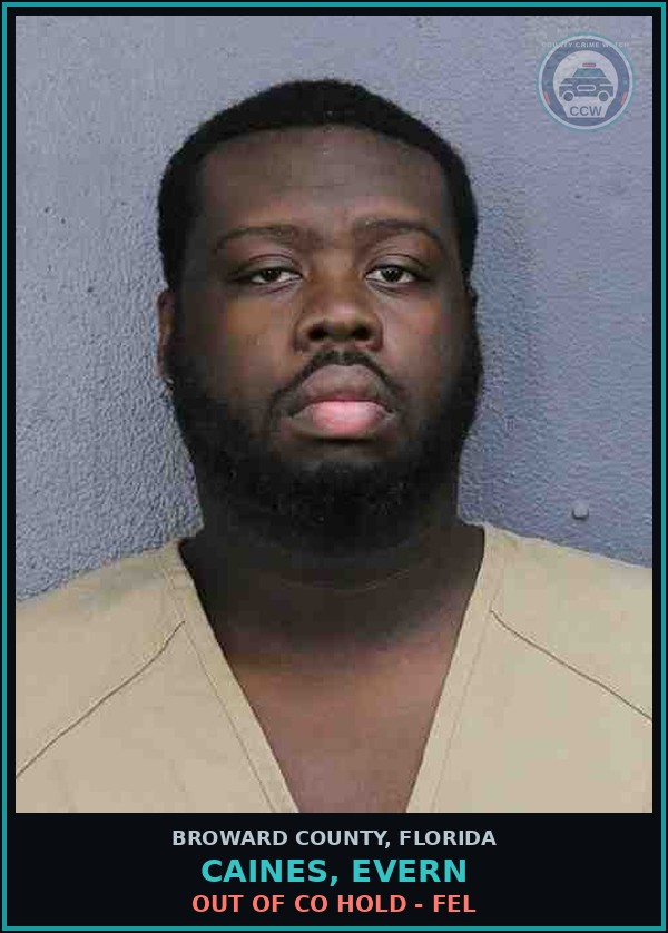 Booking mugshot of CAINES, EVERN in Broward County