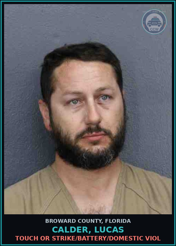 Booking mugshot of CALDER, LUCAS in Broward County