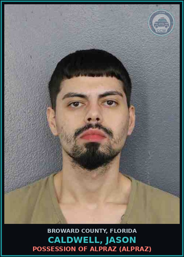 Booking mugshot of CALDWELL, JASON in Broward County